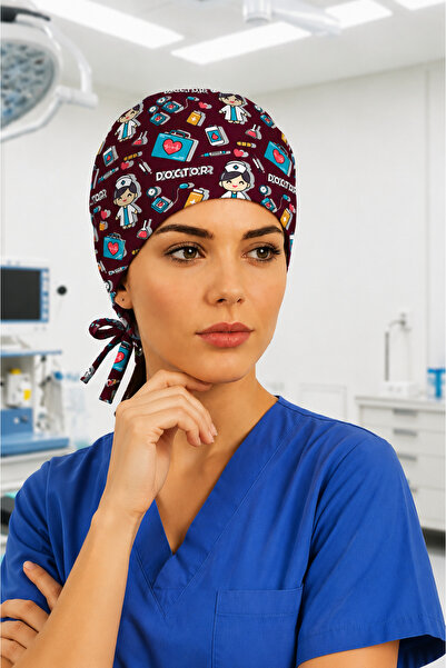 Lion Üniforma Doktor Kadın Desenli Unisex Cerrahi Bone Hemşire ve Doktor Bone
