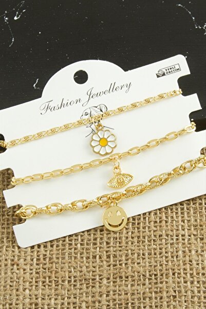ZERO LAND Ilkeshop 3 Pieces Papatya Tr (91558) Chain Bracelet-Yellow