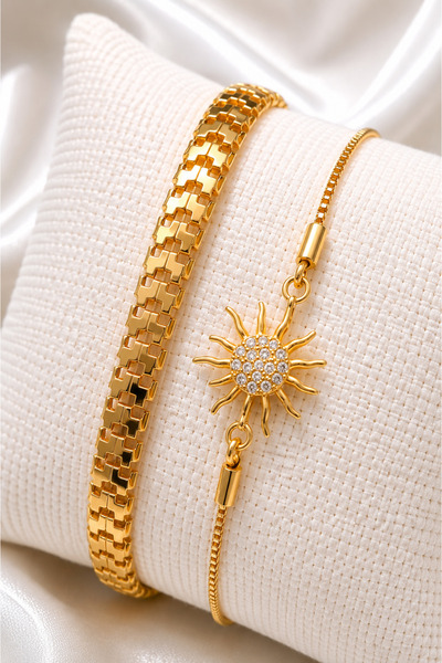 ERH Gold Color Steel Bracelet 2-Piece Combination