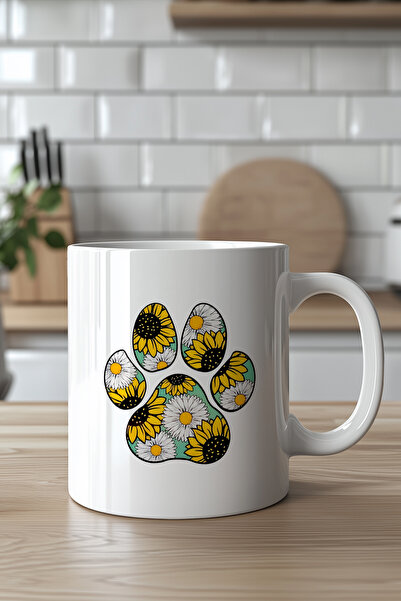 Mio Life 330ml Printed White Ceramic Mug with Cute Floral Pattern and Animal ...