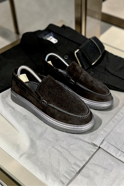 VİVA SHOES Genuine Leather Rubber Sole Men's Suede Loafer Shoes