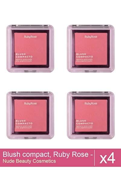 Makeup Set of 4x Blush Compact, Ruby Rose - BL 20, 7.3 g