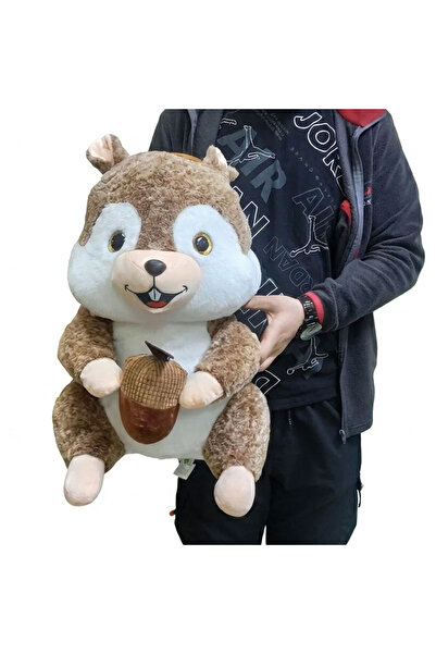 Feyza Oyuncak Peluş Palamut Tutan Sincap 50 cm Dev Boyut | Yumuşak Uyku Arkad...