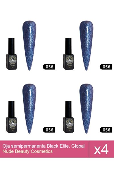 Makeup Set 4x Oja semipermanenta Black Elite, Global Fashion 8 ml,056
