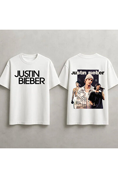 STİL-X Tricou oversize unisex cu imprimeu Justin Bieber, 100% bumbac
