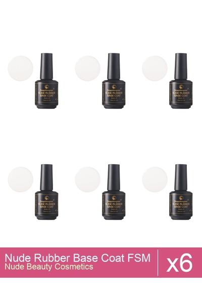 Makeup Set 6x Nude Rubber Base Coat FSM 15ml, Nr.15 Alb Laptos