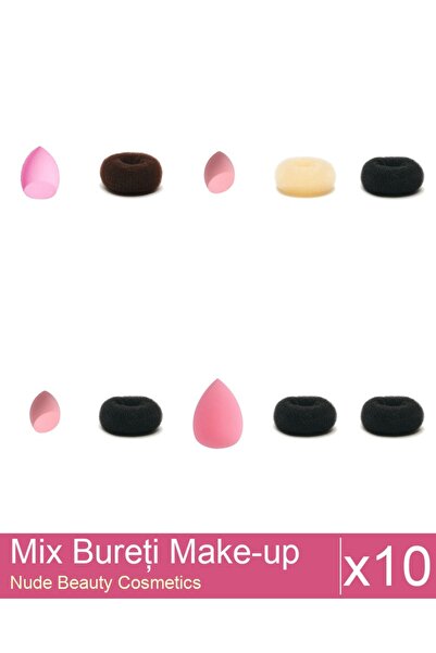 Makeup Set Mix 10 produse Bureti: Burete coc blond - 7 cm diametru, Burete co...