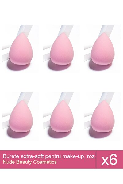 Makeup Set of 6 extra-soft makeup sponges, powder pink