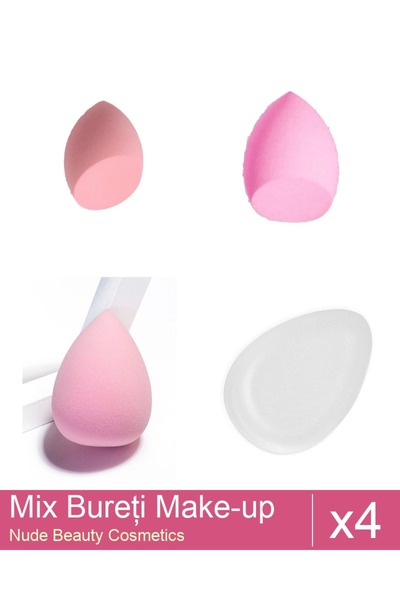 Makeup Set Mix 4 products Sponges: Extra-soft sponge for make-up, pink - beve...