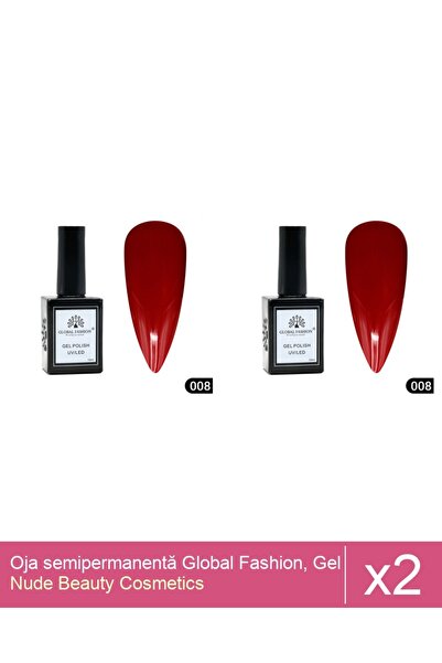 Makeup Set 2x Oja semipermanentă Global Fashion, Gel polish Elite Glow 15 ml,008
