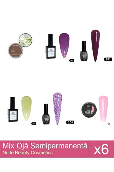 Makeup Set Mix 6 produse Nail Oja: Oja semipermanenta BLACK ELITE, Global Fas...