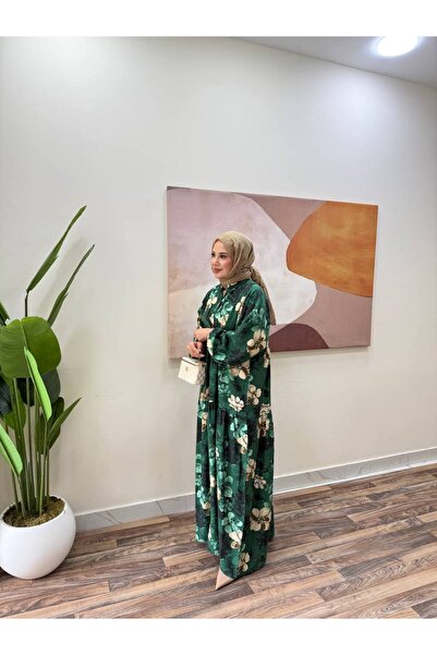 İLGEN FASHİON Bahar Çiçekli Modal Elbise-Oversize-Tesettür & Uzun Yazlık Elbise