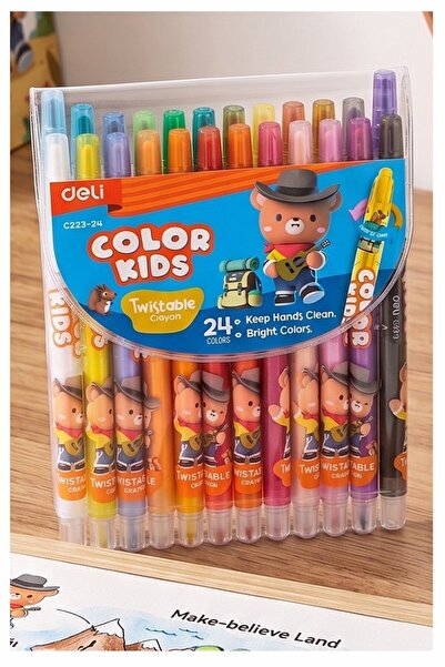 Artmaster Çevirmeli 24 lü Mum Boya Uzun 1 Paket Twistable 24 Renk Çevirmeli M...