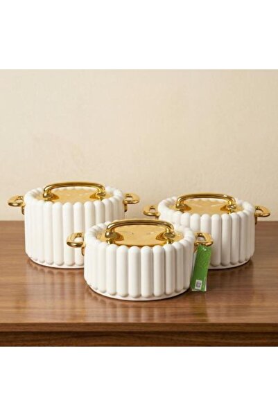 Generic طقم تخزين طعام فاخر بتصميم أبيض عصري (3 قطع)