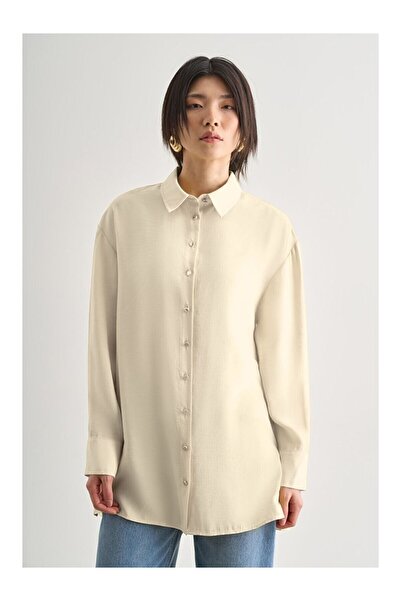 LC Waikiki Nevavm Premium Modal Ecru Tunic with Side Button Detail