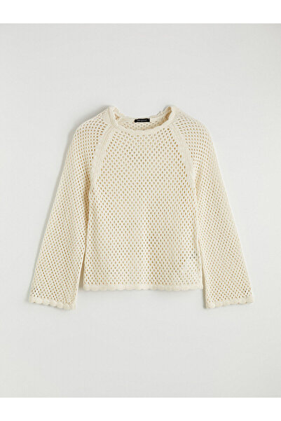 LC Waikiki Peak New Season Crew Neck Openwork Women's Knitwear Sweater