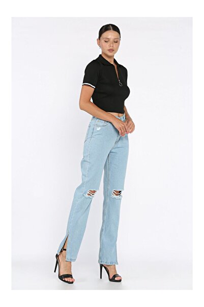 LC Waikiki Nevavm Women's Jean Pants with Slits and Distressed Detail