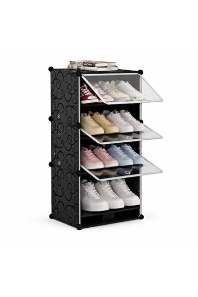 Ruhhy Set of 3 modular shoe rack modules, 6 levels, 12 pairs capacity, Transp...