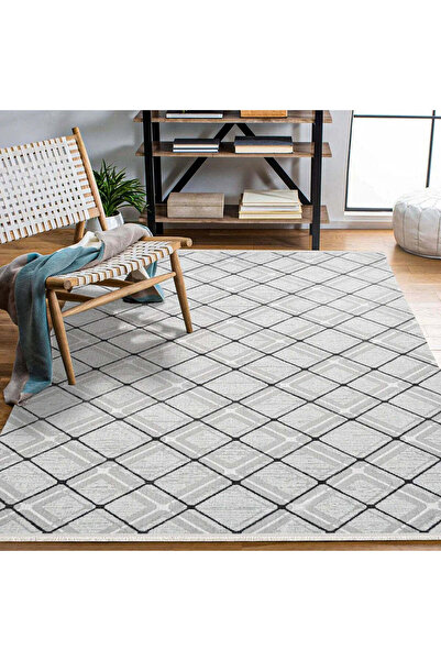 halinet Halı.Net Gray Modern Washable Non-Slip Living Room Carpet Cr-Argilla-...