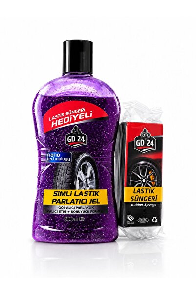 GD 24 GD24 Simli Lastik Parlatıcı Mor Jel (500 ml) – Sünger Hediyeli