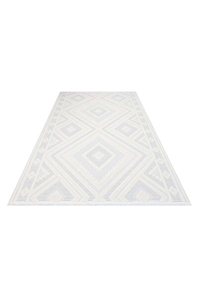 halinet Halı.Net White Modern Washable Non-Slip Living Room Carpet Cr-Almira-...