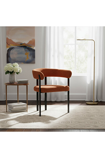 Ebticar Red Fabric Armchair with a Distinctive Modern Design