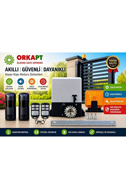 ORKA ORKAPT 1500 Otomatik Sürgülü Yana Kayar Bahçe Garaj Kapı Motoru ( Kit Pa...