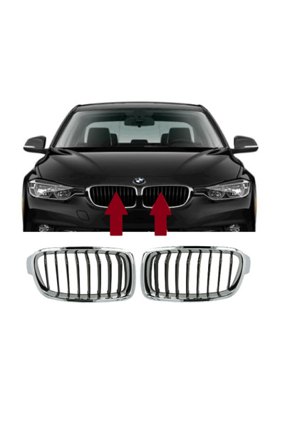 CESAUTO BMW 3 SERİSİ F30 (2012-2018) KROM SİYAH SPORT PANJUR BÖBREK SETİ