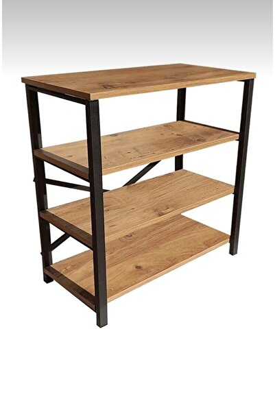 WOODENSA 4 Raflı Ayakkabılık Metal Ayaklı Ayakkabı Dolabı - Meşe