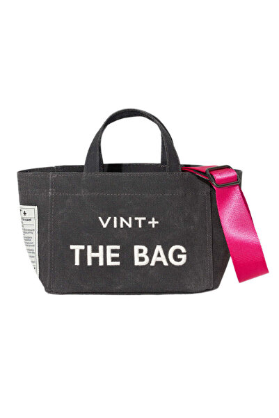 vintplus FERMUARLI MUMLU KANVAS TOTE ÇANTA - MİNİ - ANTRASİT