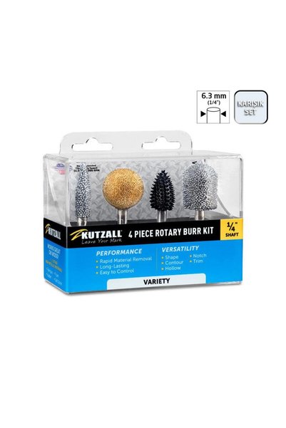 Kutzall 14VKIT01 Karışık Ahşap Törpü Seti 4 Parça (Sap: 6.3mm)