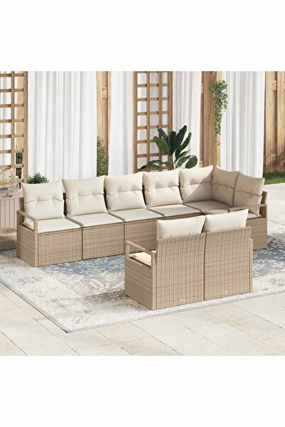 vidaxl Set de canapea 8 pcs Bej poliratan