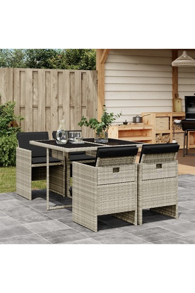 vidaxl Set mobilier de gradina cu perne, 5 piese gri deschis poliratan