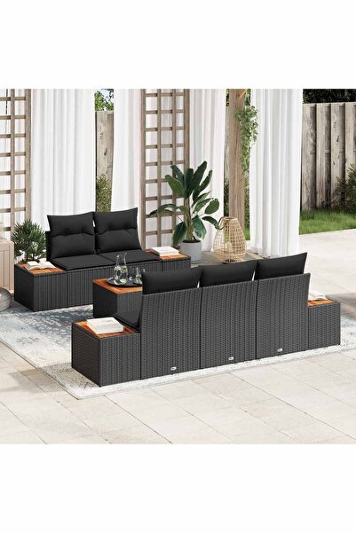 vidaxl Set de canapele pentru gradina 6 pcs Negru Rattan poli