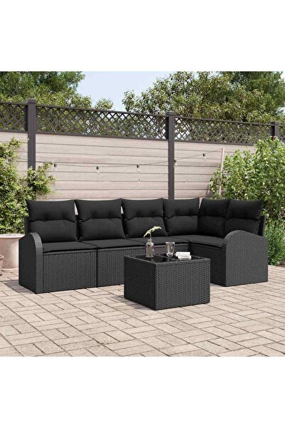 vidaxl Set de canapea cu perna Negru Poliester