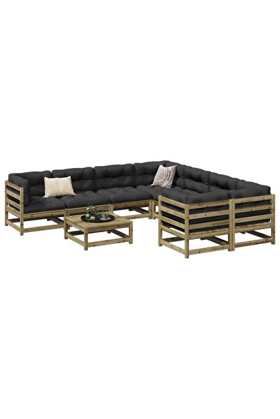 vidaxl Set canapea de gradina, 9 piese, lemn de pin tratat