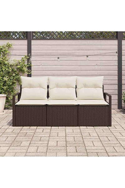 vidaxl Set de canapea 3 pcs Maro poliratan