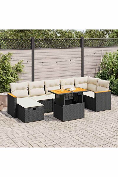 vidaxl Set mobilier de gradina cu perne, 5 piese, negru, poliratan