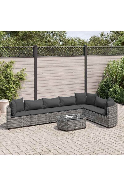 vidaxl Set canapele de gradina cu perne, 8 piese, gri, poliratan