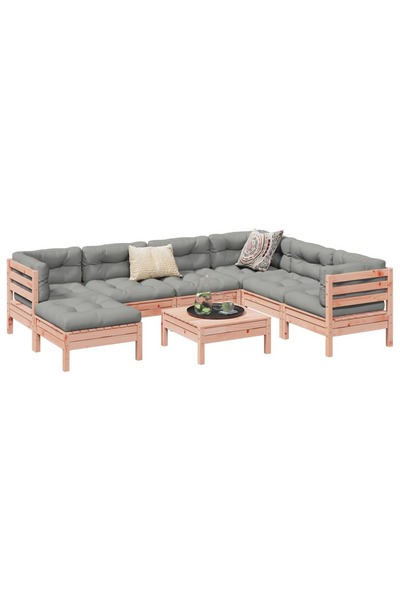 vidaxl Set canapele gradina cu perne 8 locuri, lemn masiv brad douglas