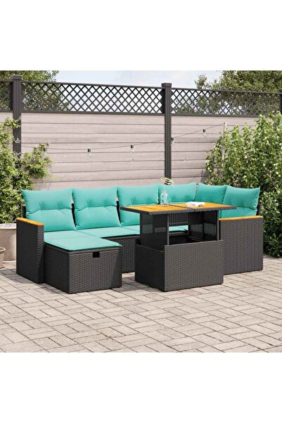 vidaxl Set canapele de gradina cu perne, 7 piese, maro, poliratan