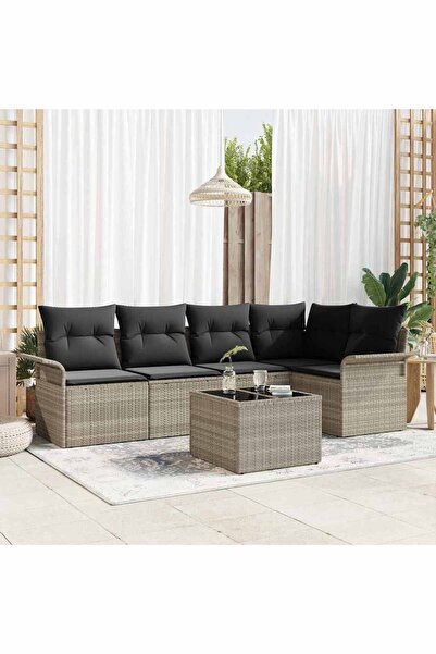 vidaxl Set de canapele pentru gradina 6 pcs Gri deschis Rattan poli