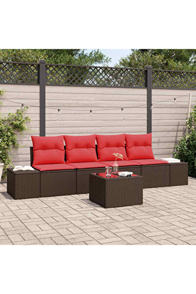 vidaxl Set de canapea cu perna 5 pcs Maro poliratan