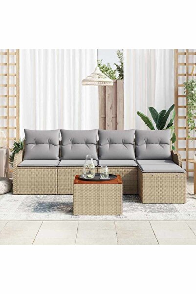 vidaxl Set de canapele pentru gradina 6 pcs Beige È™i gri deschis