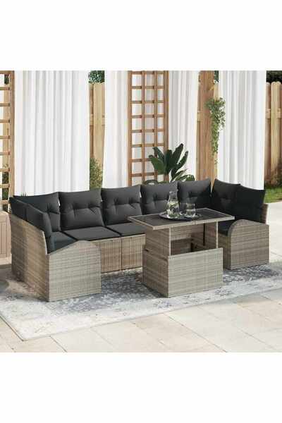 vidaxl Set de canapele pentru gradina 8 pcs Gri deschis Rattan poli