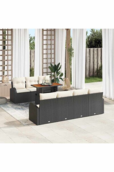 vidaxl Set de canapele pentru gradina 8 pcs Negru Rattan poli
