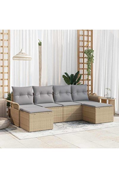 vidaxl Set de canapele pentru gradina 6 pcs Bej poliratan