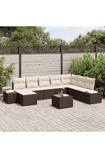 vidaxl Set de canapele pentru gradina 8 pcs Maro È™i Crem poliratan