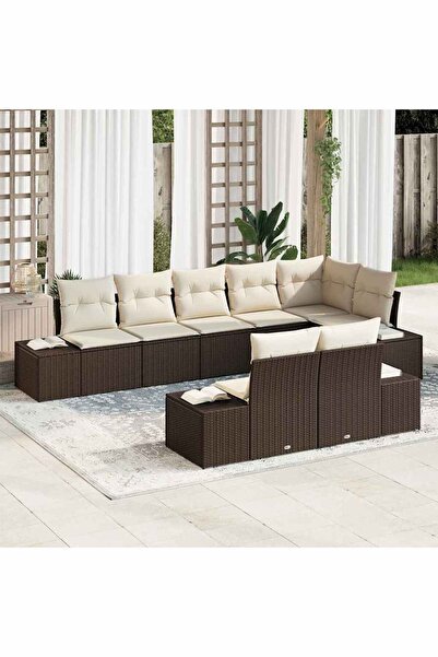 vidaxl Set de canapele pentru gradina 8 pcs Maro È™i Crem Rattan poli