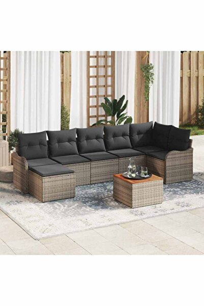 vidaxl Set de canapele pentru gradina 8 pcs Gri poliratan